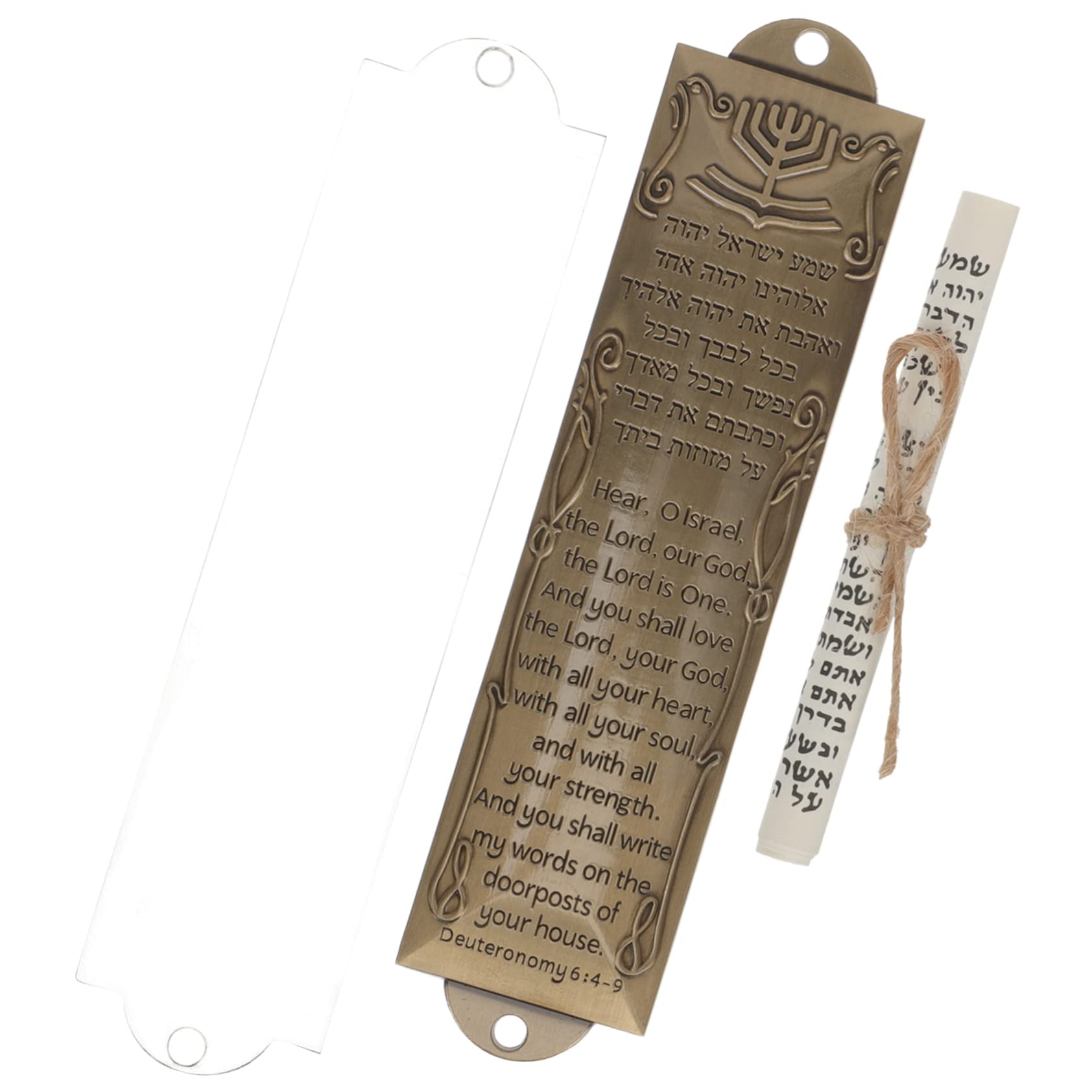 ULTECHNOVO 1Set Alloy Mezuzah Adornment Decorative Hebrew Scripture Gatepost Compact Religious Craft for Jewish Home Blessing Metal Design Meaningful for Holidays
