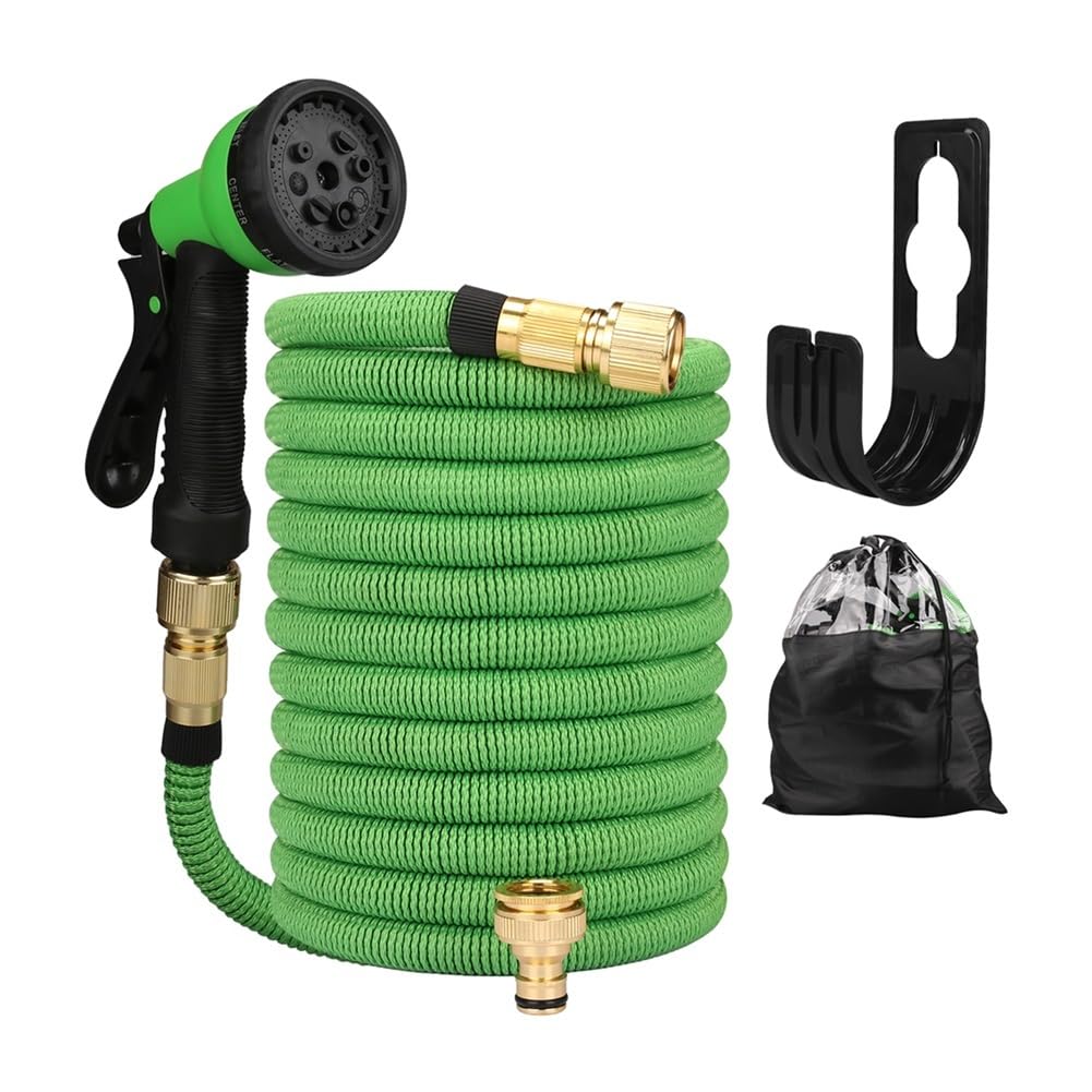 Garden Hose Water Gun with Water Hose for Cleaning Car and Watering Garden(75FT Green)
