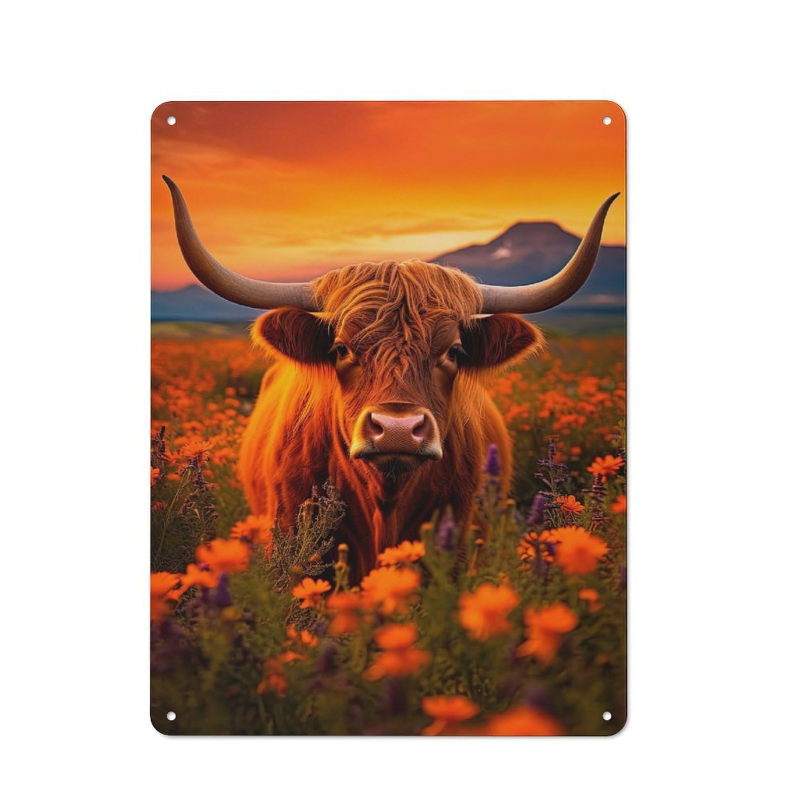 Cottage Tin Sign 40x30cm Featuring Scottish Highland Cows, Porch Wall Decor for Shed, Garden Room, Porch Or Garage