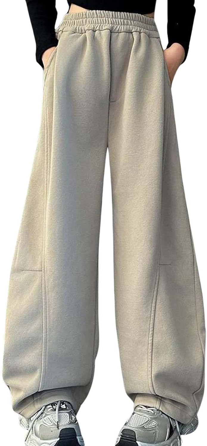 Girls Pants,Girls Oversize Wide Leg Sweatpants Kids Baggy Leg Track Pants Casual Plain Pockets Teen Straight Trousers