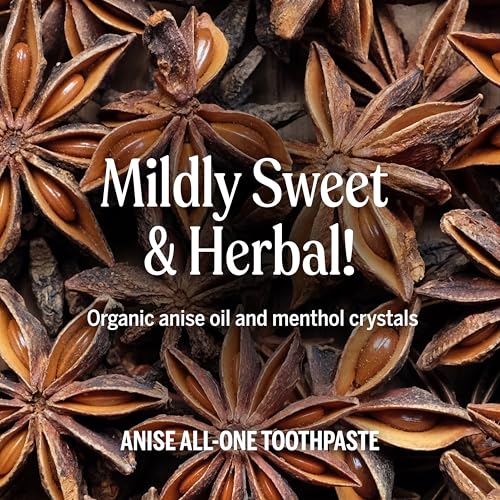 Image of Dr. Bronner's All-One Toothpaste - Anise, 5 oz, 3-Pack - Fluoride-Free Toothpaste for Adults, SLS-Free, 70% Organic & Natural Ingredients, Vegan, Helps Freshen Breath, Reduce Plaque, Whiten Teeth