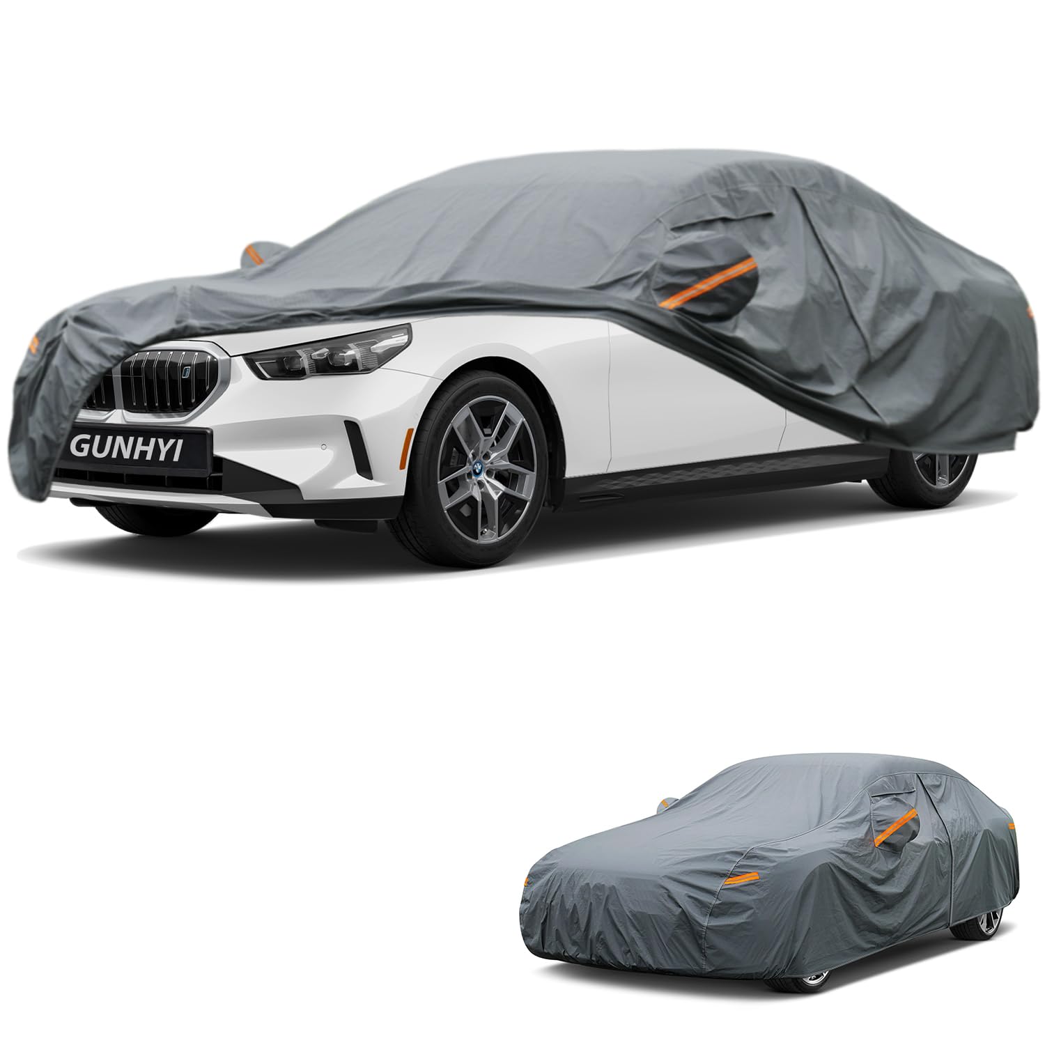 GUNHYI Premium Car Cover Custom Fit BMW i5, 16 Layers Heavy Duty Car Cover Waterproof All Weather with Zipper Door for Sun Rain Snow Dust Uv Protection