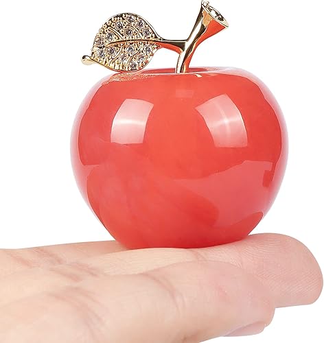 Miniatura 7 de SMQ Estatuilla de manzana de hoja dorada de cristal de opalita de 1.5 pulgadas, bonitos cristales tallados, estatua de manzana, gema de piedra