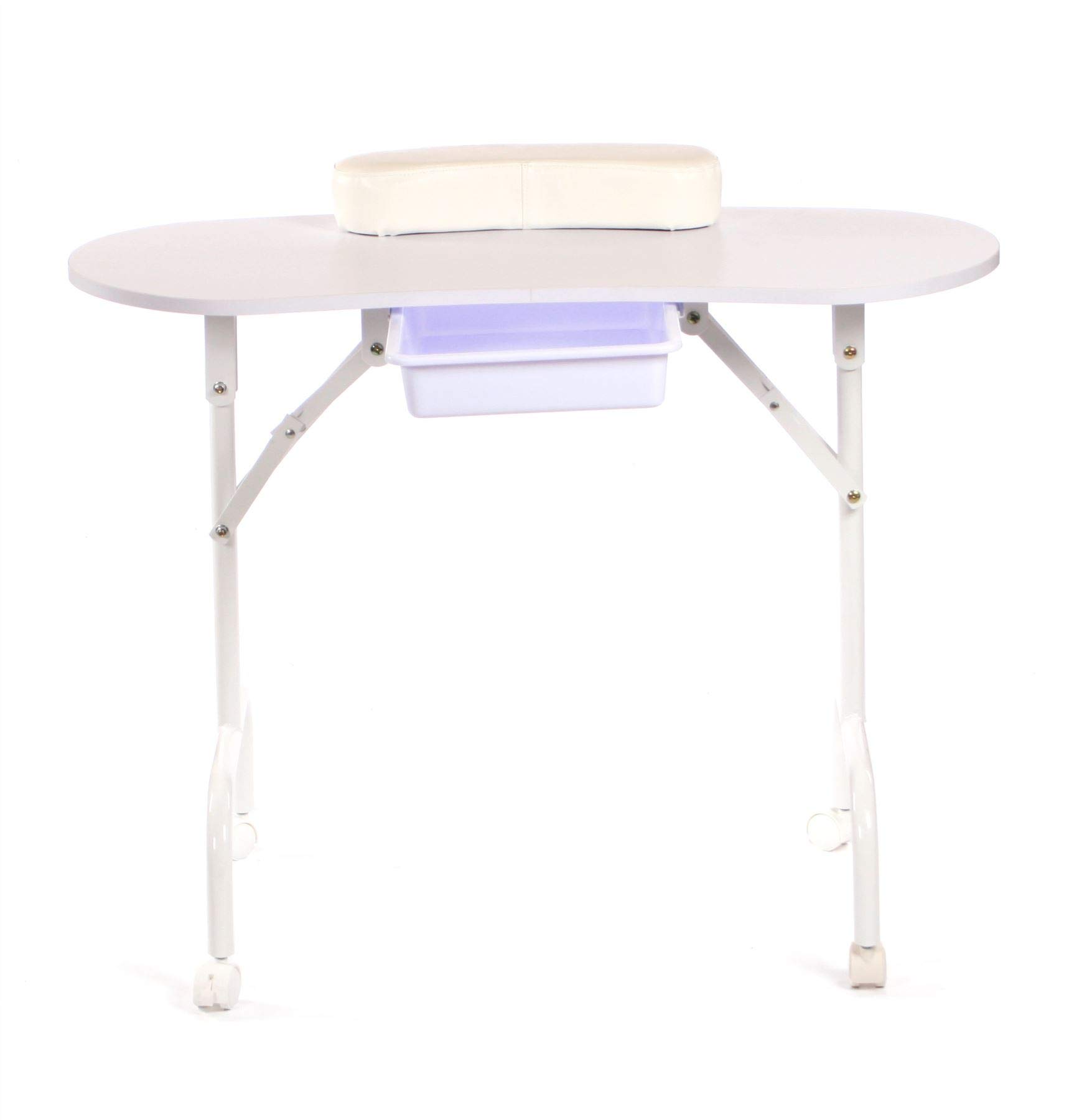 Urbanity Portátil Plegable Móvil Manicura Uñas Salón de Belleza Mesa Escritorio Blanco - blanco, Medium.