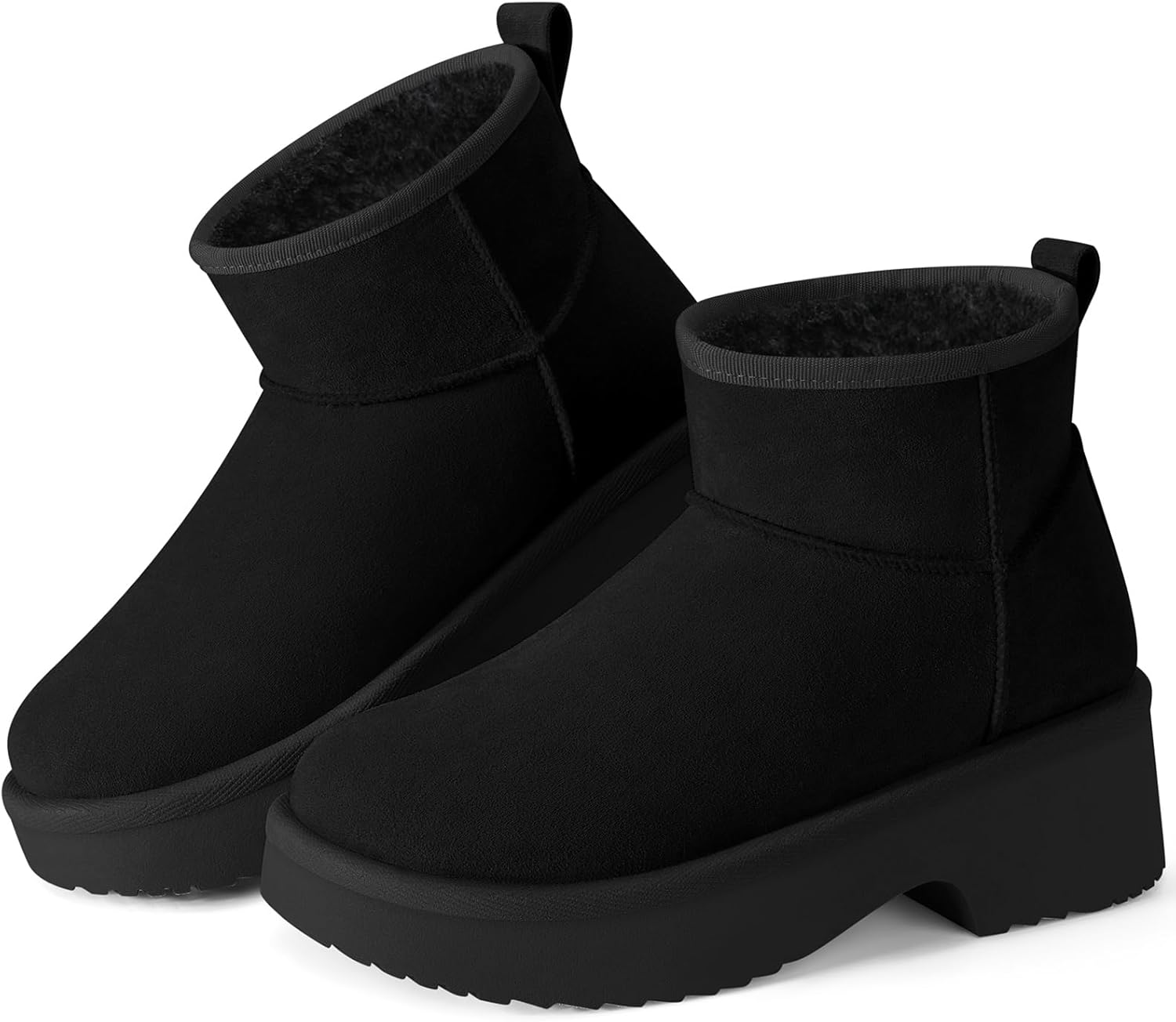 SHIBEVER Winter Ankle Boots Women Platform Suede Snow Booties Warm Fur Anti-Slip Waterproof Comfortable Outdoor Shoes