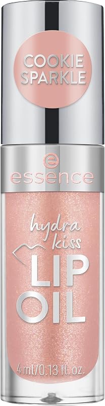 essence Hydra Kiss Lip Oil, Tinted Glimmer Finish (09 | Cookie Sparkle) | Hydrating Lip Gloss, Non-Sticky, with Hyaluronic Acid, Jojoba Oil, & Vitamin E; Vegan, Cruelty Free, Paraben Free, 0.13 fl oz