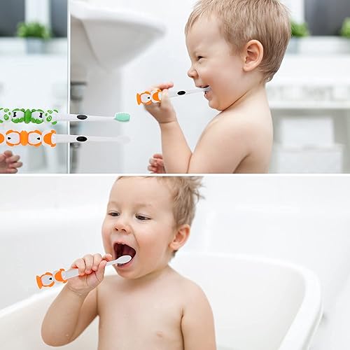 Miniatura 6 de Newday Paquete de 6 cepillos de dientes para niños, cepillo de dientes extra suave y encantador de Little Panda para niños, sin BPA, ventosa para