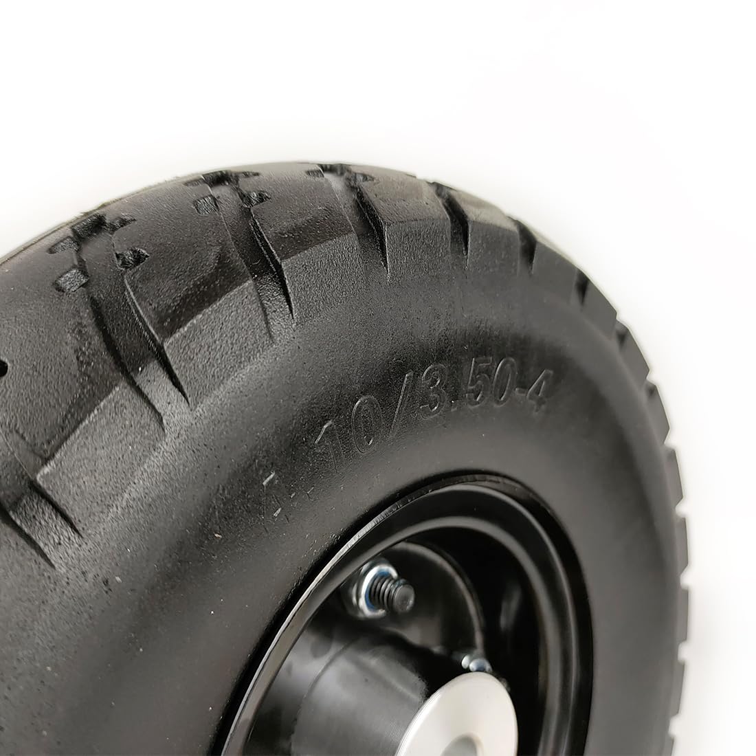 L-faster Rueda sólida de 10 Pulgadas, neumático sin Aire 4.10/3.50-4, Agujero de Eje de 17 mm, Cubo con Ranura en U de 6 mm para Kit de Motor de Carro de Mano