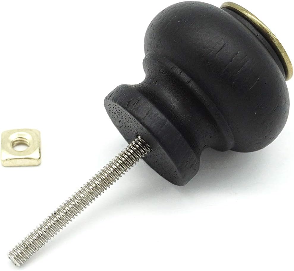 1 3/8" Victorian Drawer Knob - Antique Furniture Drawer Knob - Wood Knob with Brass Overlay