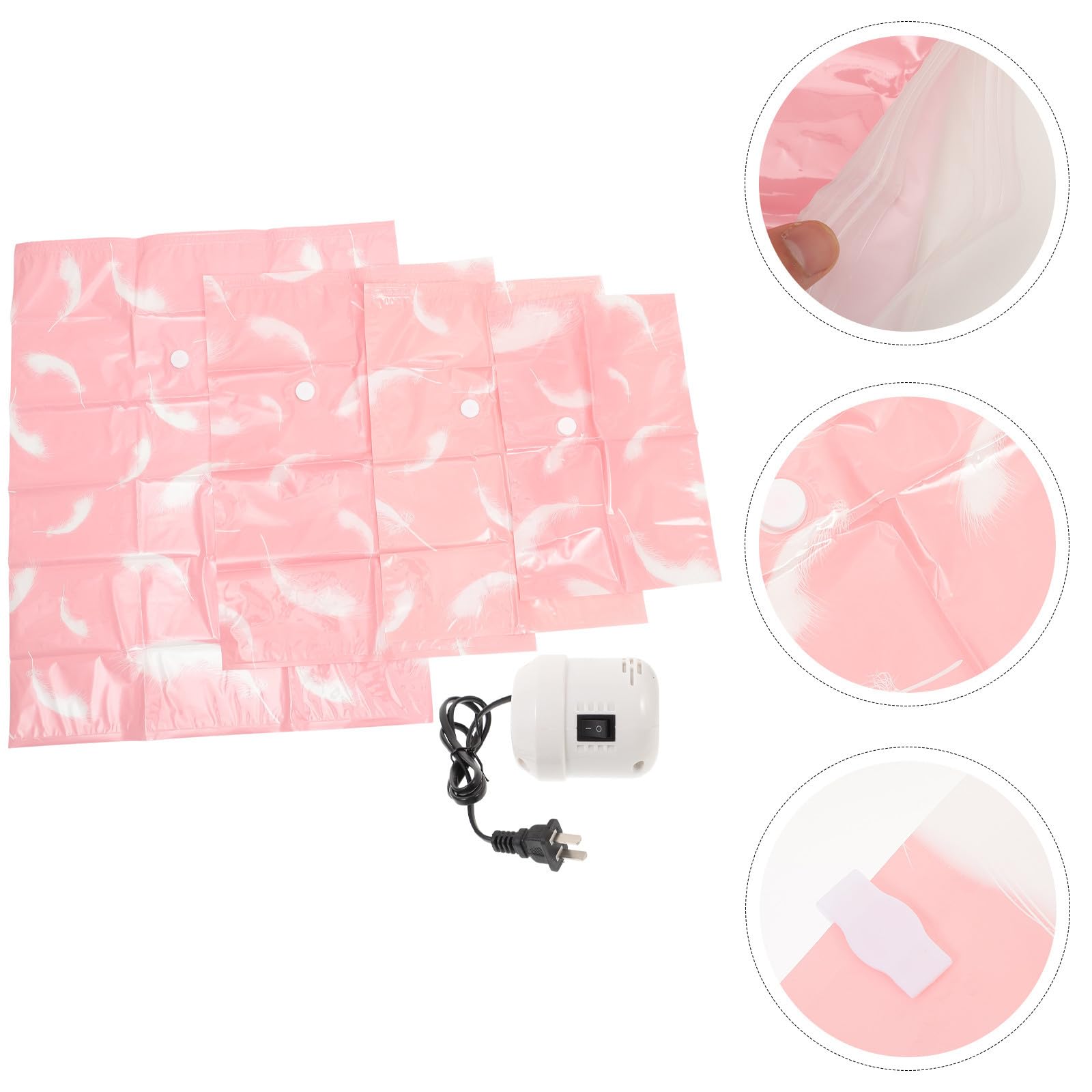 Bolsa de Compresión al Vacío Fácil de Transportar para Edredones y Ropa Color Rosa Material Pa Pe y Adecuado para Organizar el Hogar Set