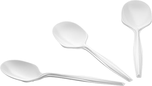 Miniatura 2 de 1000 unidades Cucharas de sopa blancas de plástico prácticos cubiertos desechables ideales para el hogar oficina escuela fiesta picnic restaurante