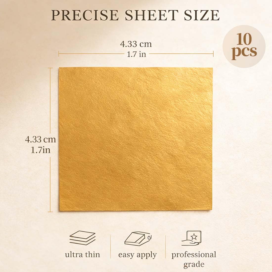 10 Hojas Pan De Oro 24 Kilates (1 Pack) - Oro Comestible De Verdad Para Decorar Pasteles, Chocolates & Arte - Hoja De Oro Alimentaria Para Repostería, Mascarillas & Uñas