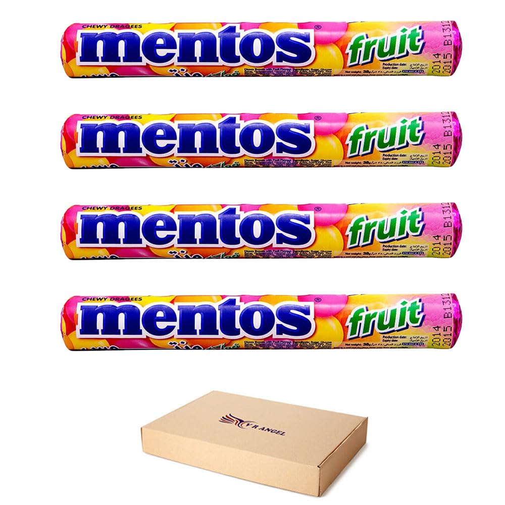 4 Packs Mentos Fruit Flavored Chewy Dragees Refreshing Soft Candies Sold By VR Angel