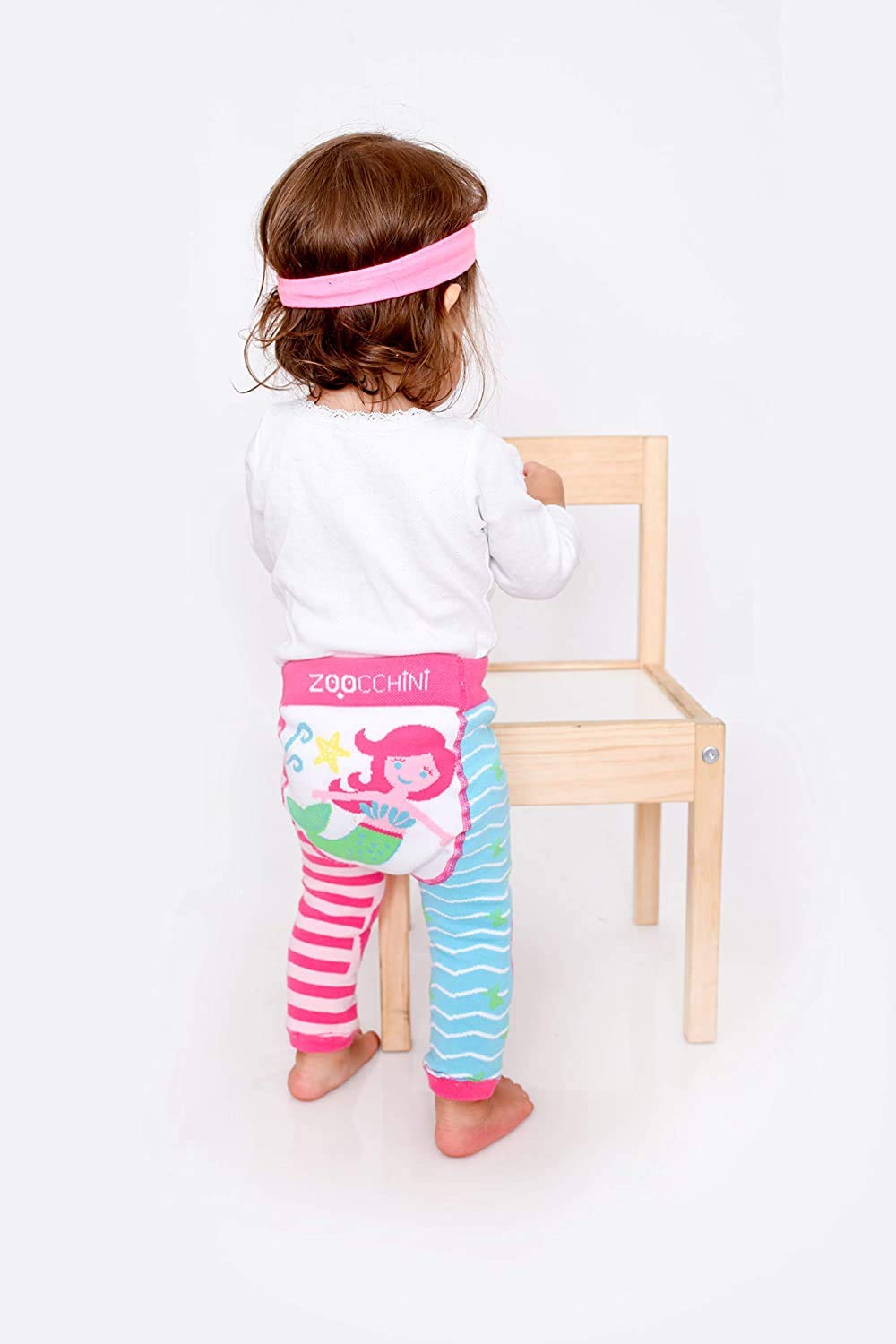 ZOOCCHINI Baby/Toddler Crawling Pants with Non-Slip Silicone Knee Grippers and Matching Anti-Skid Socks, 6-12 Months, Marietta The Mermaid