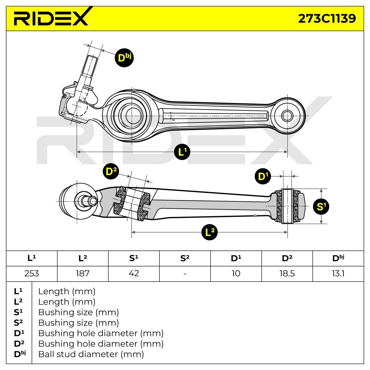 RIDEX 273C1139 Braccio oscillante sospensione ruota Anteriore Sinistra con cuscinetto in gomma Compatibilità con FORD CAPRI III GECP