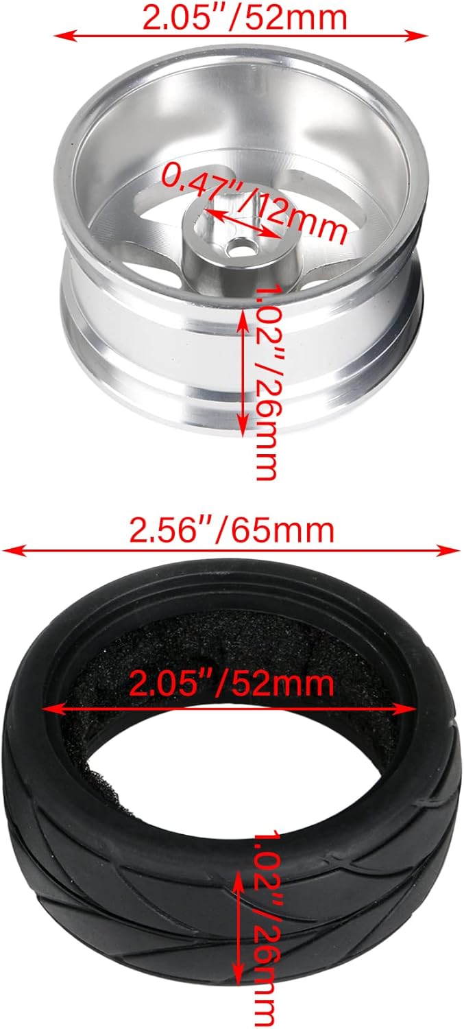 BQLZR 4PCS RC On Road Car Wheel Rim Tires RC1:10 Wheel Rim Tires 5 Spokes 1/10 on Road Spoke Rims