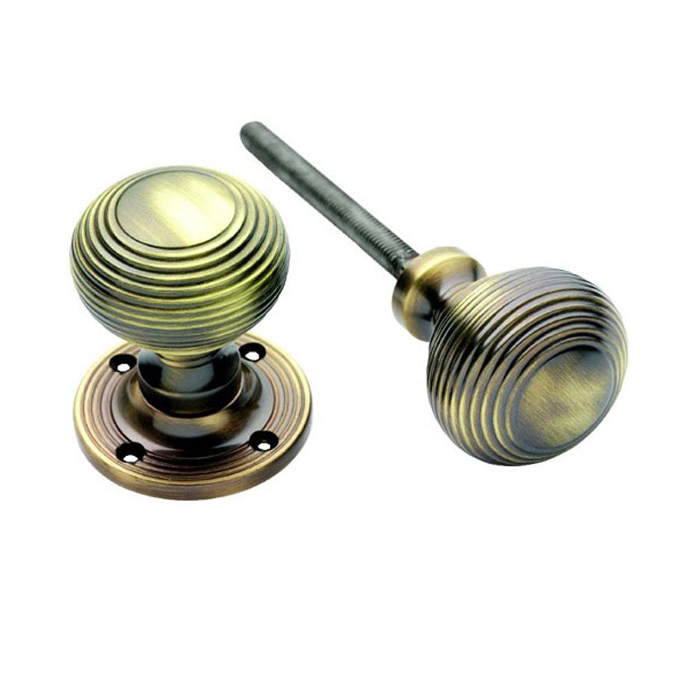 Reeded Rim Knobs - Antique Brass