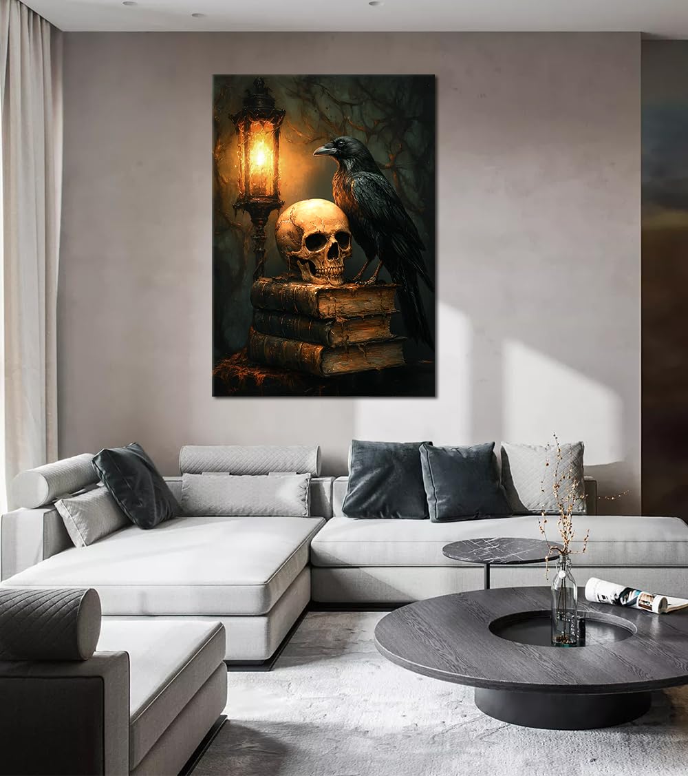 Amazon.com: Yatsen Bridge Raven & Skull Wall Art Print Gothic Dark