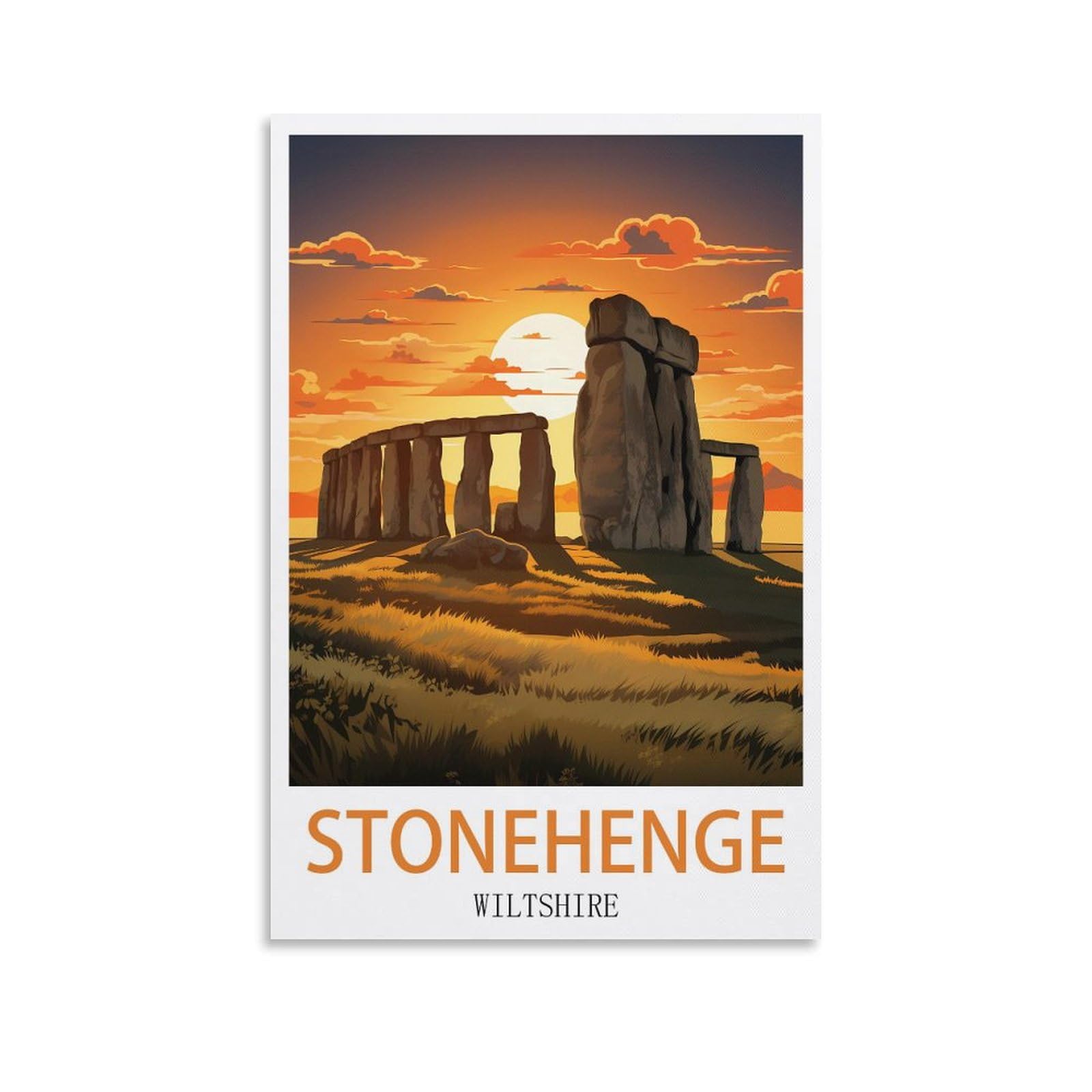Hwjjuii Unframe-Style Stonehenge Wiltshire Vintage Travel Poster 08X12inch(20X30cm) Canvas Wall Posters And Art Picture Print Modern Family Bedroom Decor Posters
