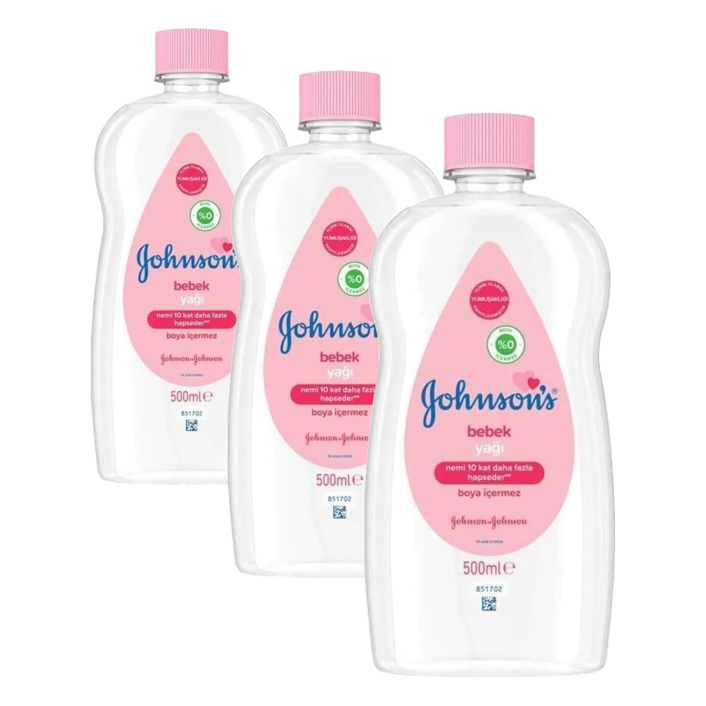 Johnson's Baby, Bebek Yağı 500 ml, Jhn3574661631301, Pembe (3 paketi)