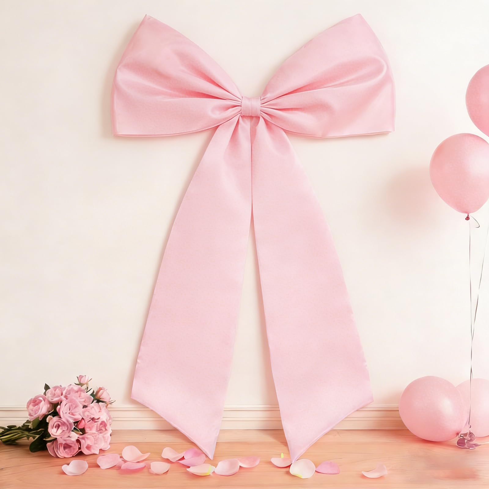 JarThenaAMCS Valentine's Day Big Pink Bow Birthday Wall Decorations Giant Large Satin Bow Themed Party for Home Backdrop Baby Shower Bridal Showers