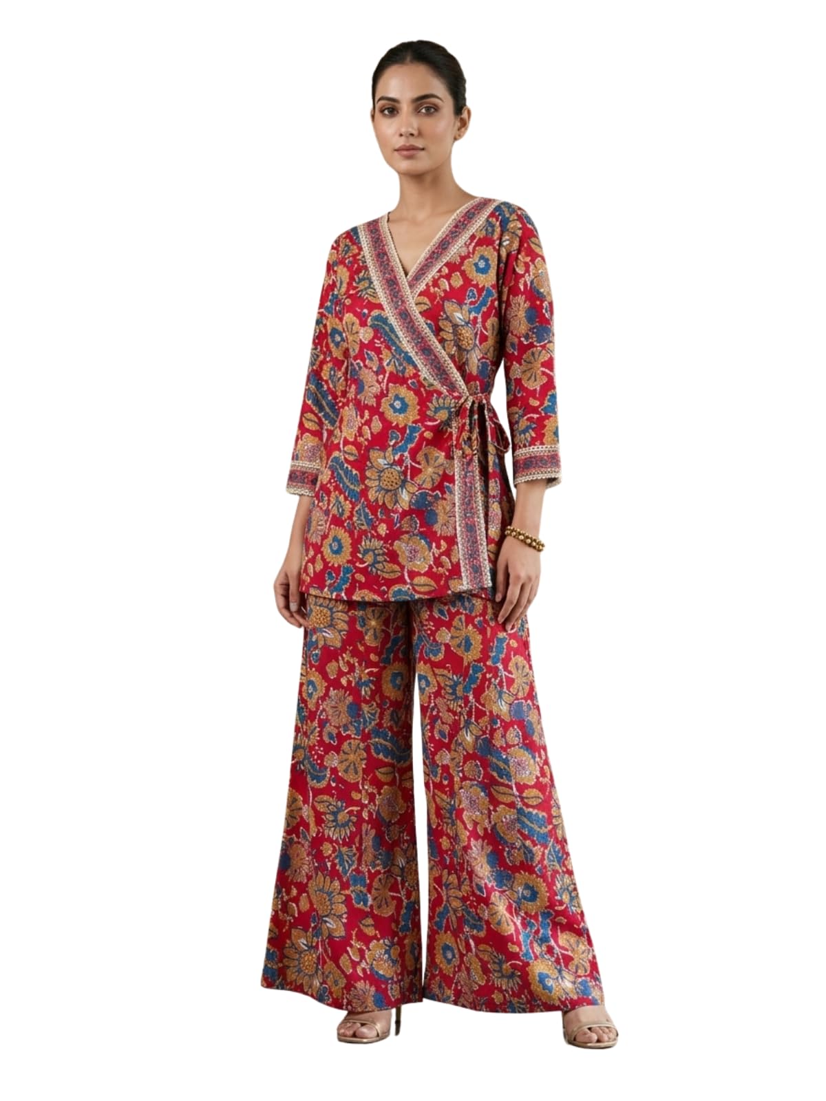 leriya fashion Co-Ord Set for Women Stylish | Printed Wrap Top with Palazzo Pants Set | Ethnic Kurta Sets for Woman | Kurti Sets with Sharara Pant | Festive Traditional Indian Outfit-picture-29