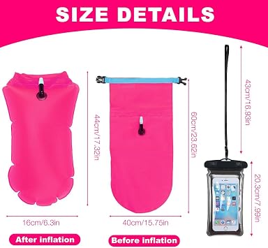 Mineup Swim Buoy, 20L 60CM Waterproof Swimming Float Dry Bag, Swimming Tow Float Inflatable Dry Bag High Visibility Safety Swim Buoy for Water Sports, Swimmers, Triathletes, Kayakers, Snorkelers