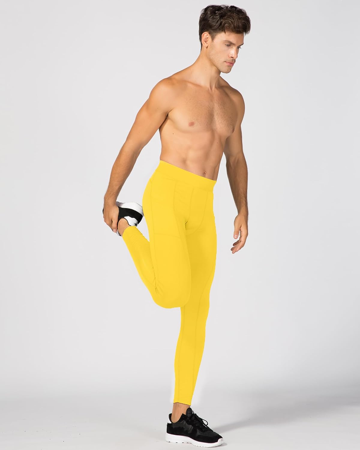 1 or 3 Pack Men's Compression Pants with Pocket Running Leggings Sports Cool Dry Workout Base Layer Underwear