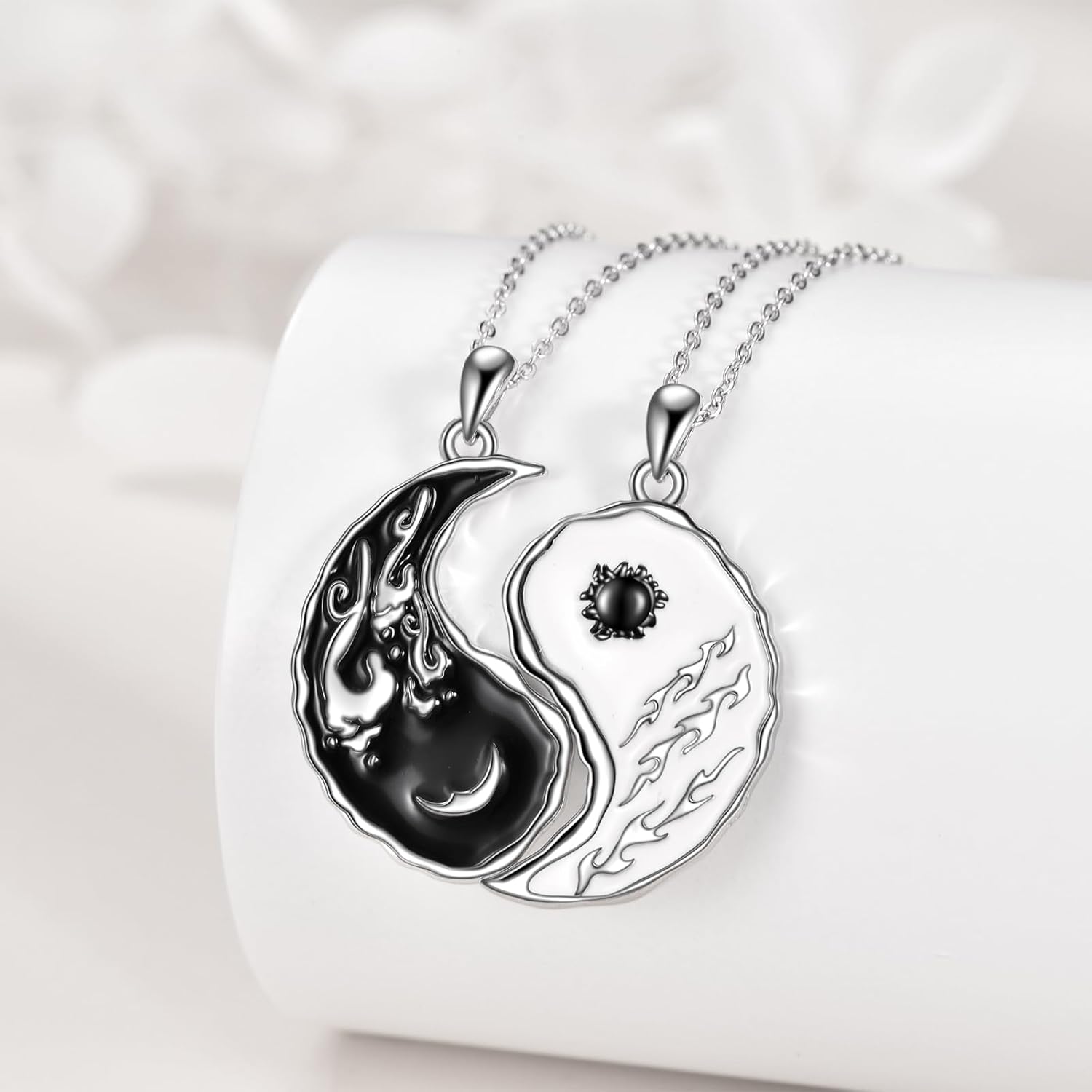 AXELUAN Yin Yang Matching Necklace Sterling Silver Sun and Moon Jewelry Gifts for Women Couple - Image 3