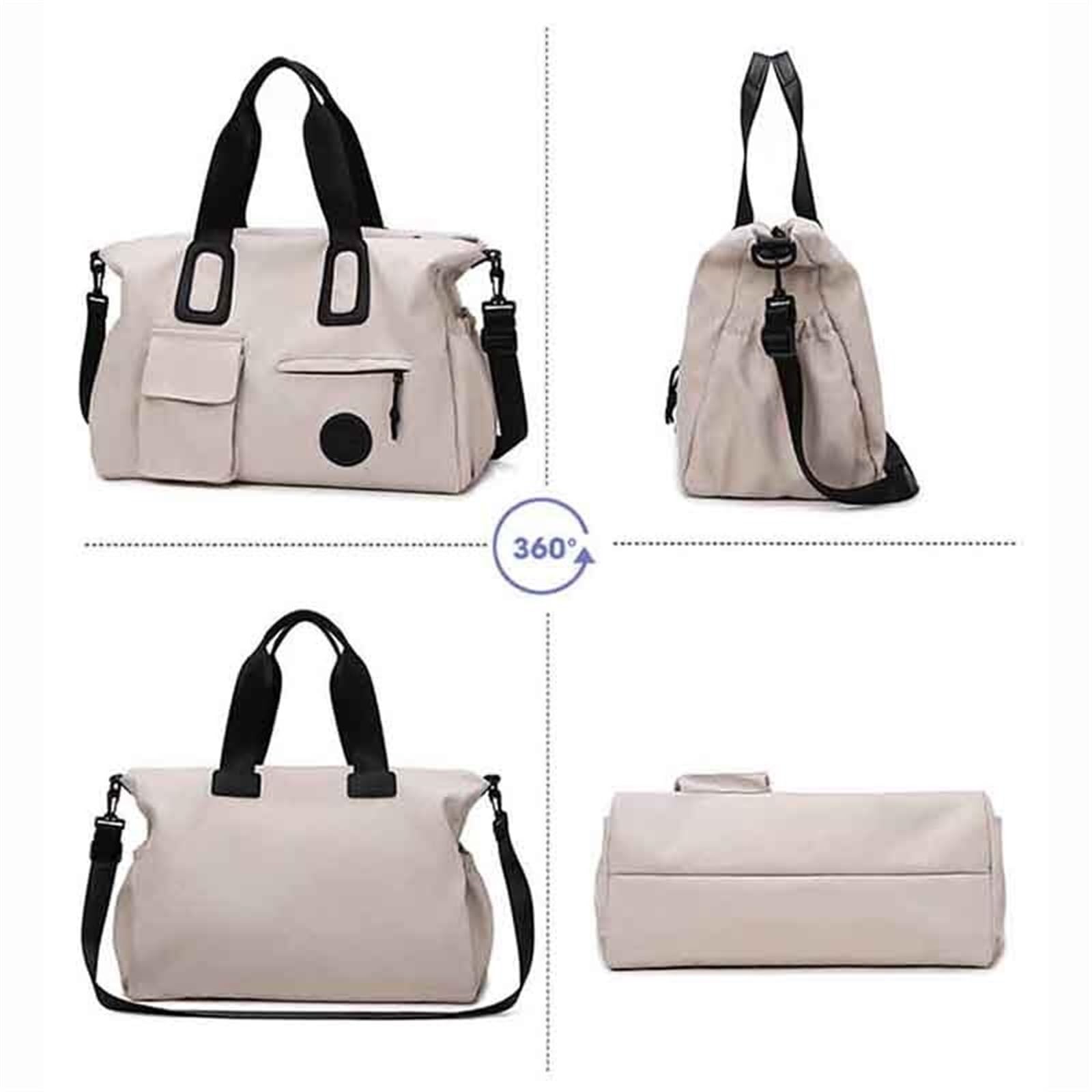 Borsone da Viaggio Borsa Da Viaggio A Mano, Grande, Da Donna, For Palestra, Fitness, Casual, Sportiva, Yoga, Borsa A Tracolla, Zaino Da Viaggio D'affari(Beige)