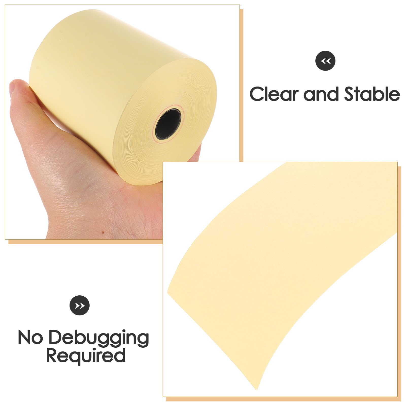 Gatuida Rollo de Papel Térmico Impresión Precisa a Baja Temperatura 4 Rollos Amarillo y Recubrimiento Resistente al Frío para Impresora Térmica para Tiendas y Cajones