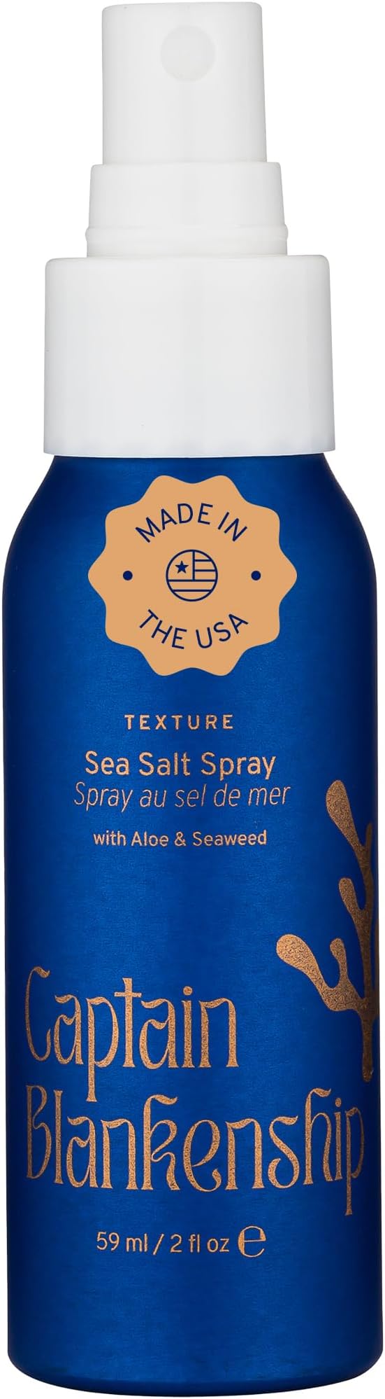 Captain Blankenship Texture Sea Salt Hair Spray, Texturizing and Volumizing Spray for Beachy Waves, Plant-Based, Cruelty-Free, Vegan, 2 oz
