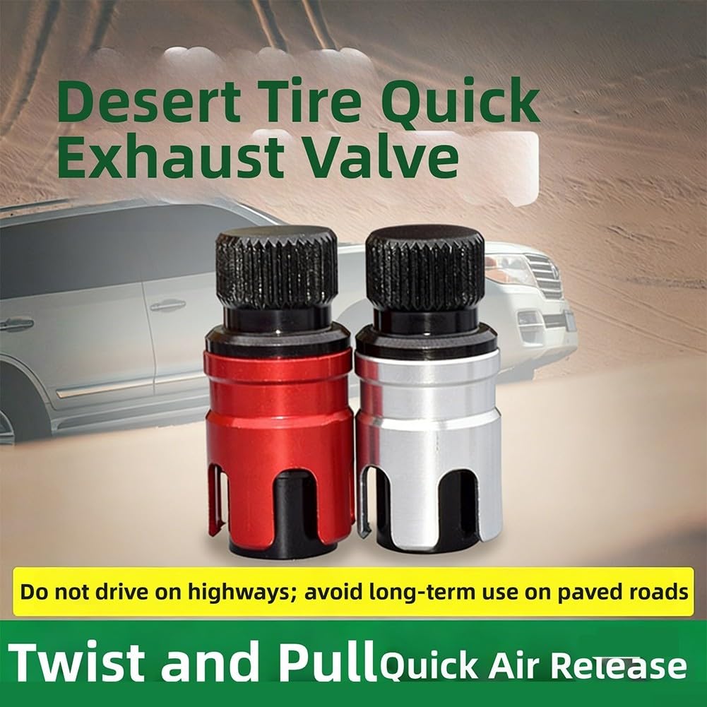 4 x Schnellauspuff-Reifenventil-Montage für SUVs, ATVs und leichte LKWs – verbessert die Haftung in Umgebungen mit geringer Zugkraft (Silber)