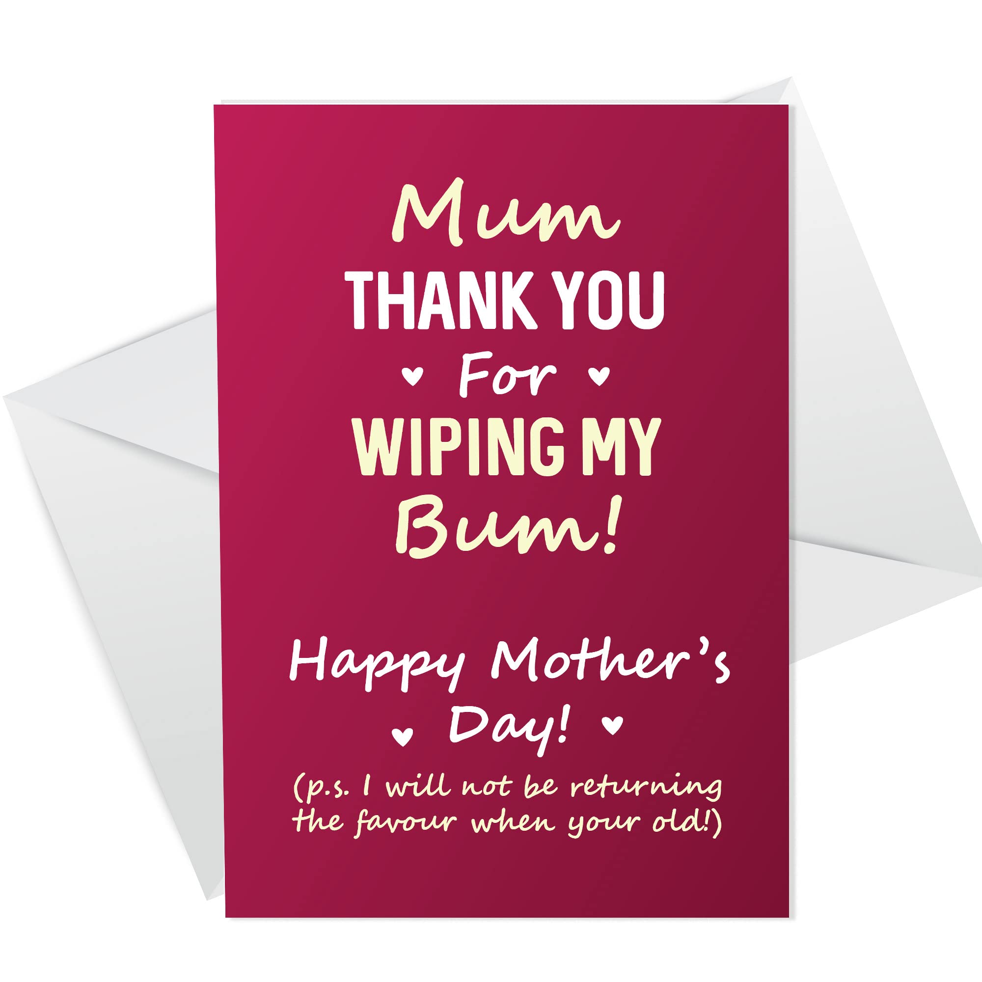 Funny Humorous Mothers Day Card For Mum Thank You Card From Daughter Son