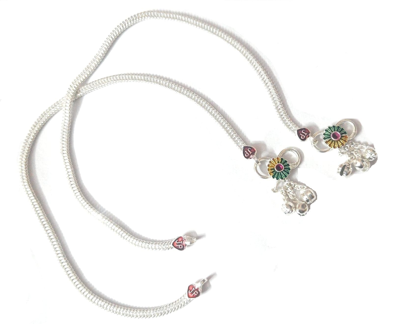 MRACE Floral Anklet with Daisy Charm, Traditional Chain Design, Oxidized Metal Payal with Pearl Beads- 1 Pair-picture-18