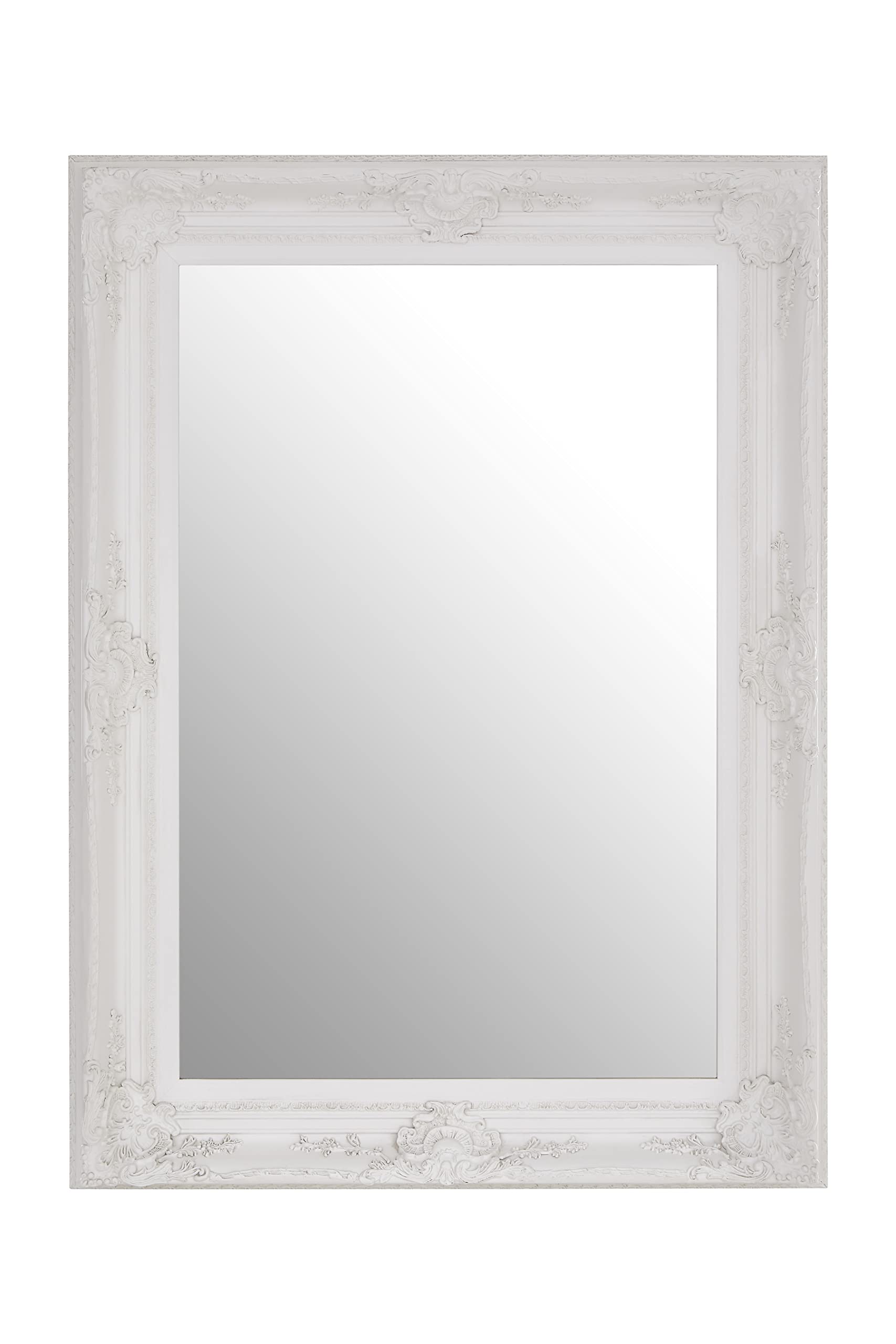 Premier Housewares Baroque Rectangular Wall Mirror - Antique White - 113cm