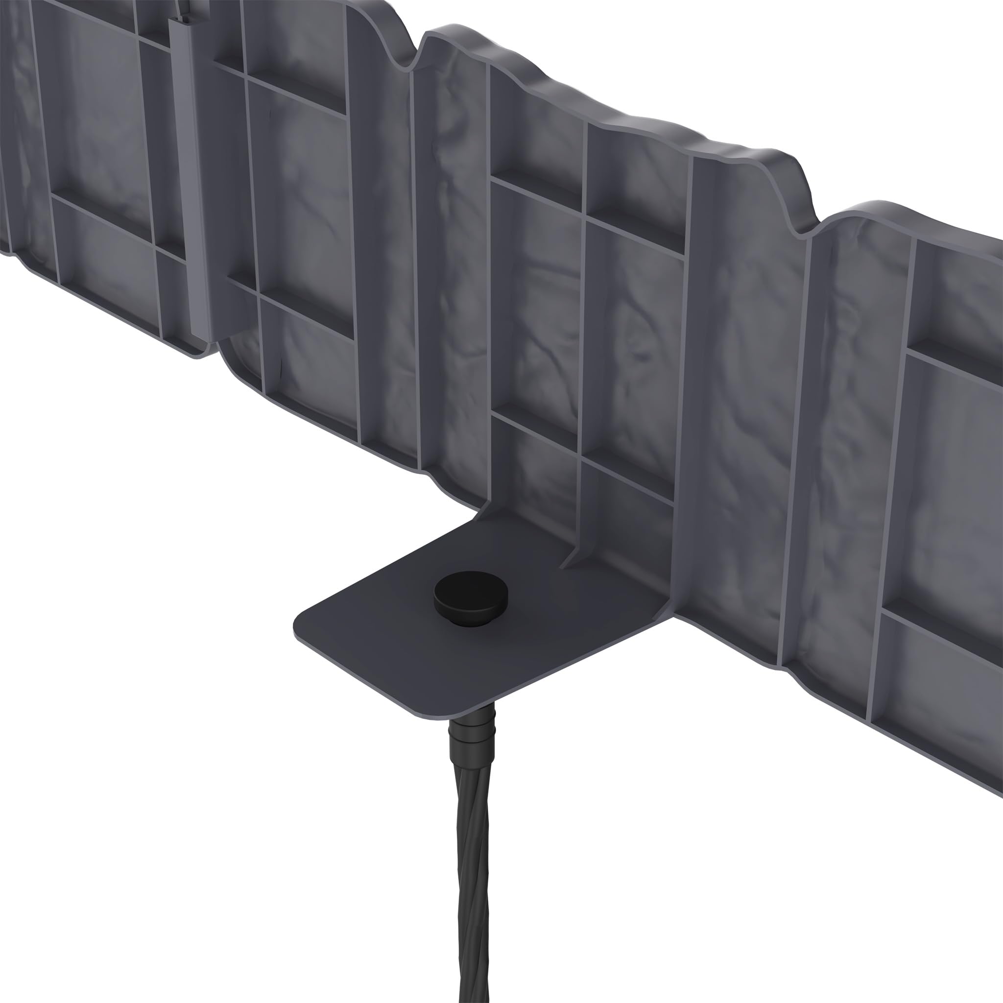YUENFONG 5 m de borde de césped de plástico con aspecto de piedra, borde cortacésped con 20 estacas de suelo, valla de jardín, valla de jardín, 20 unidades, antracita