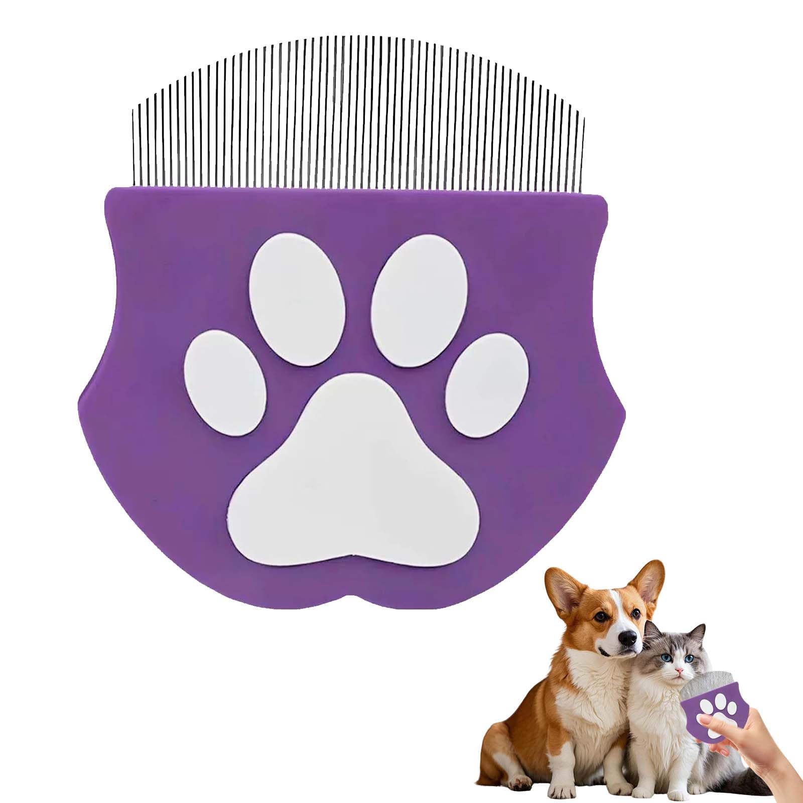 Flea Comb for Dogs & Cats, Stainless Steel Pet Grooming Brush with Round Teeth, Professional Lice Comb for Tear Stain Removal – Gentle Eye Combs for Small Medium Large Pets