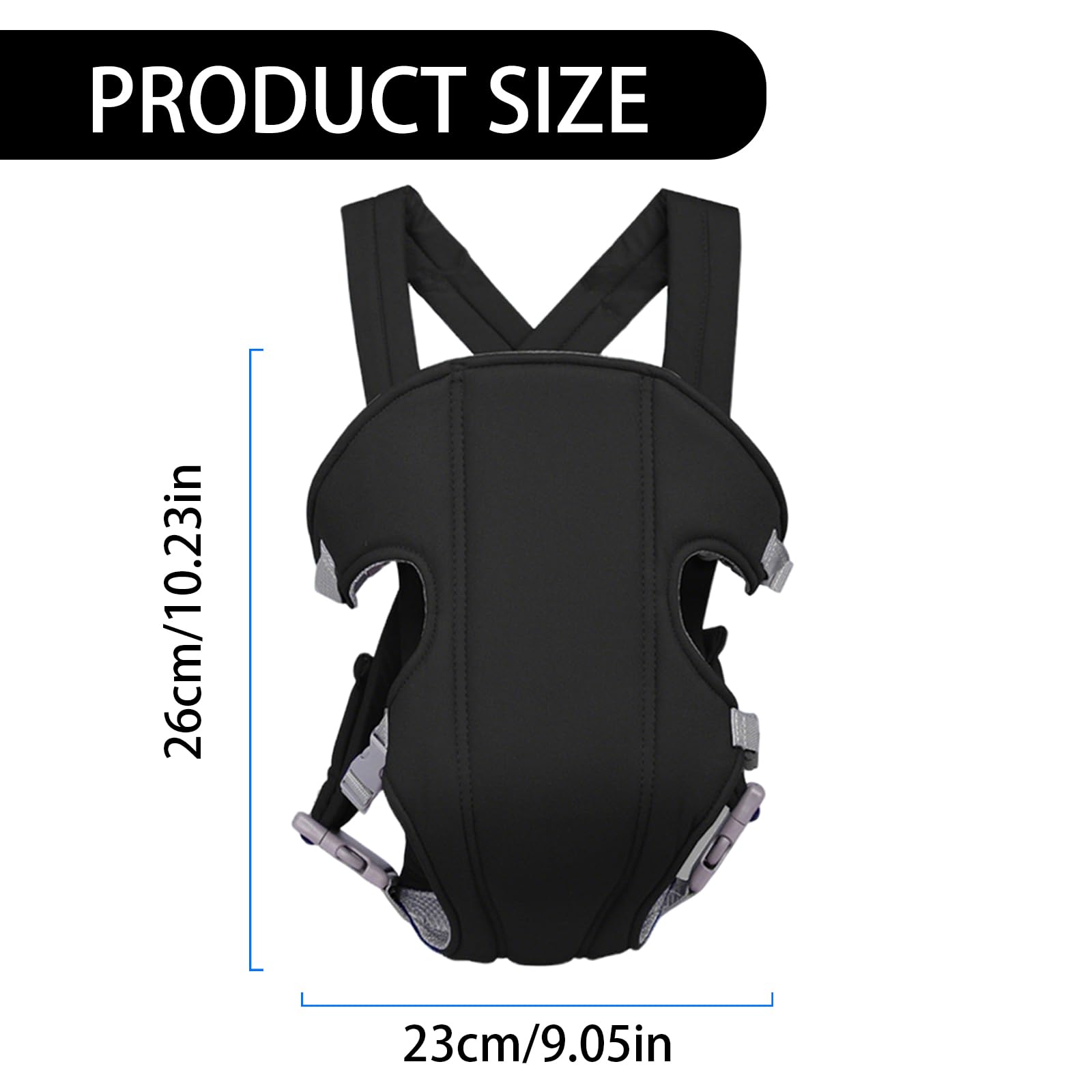 Marsupio Neonato, Regolabile Portantina Bebè,Marsupio Bambino,Regolabile Portantina Bebè per Neonato e Bambino fino a 15kg (Nero) - 3