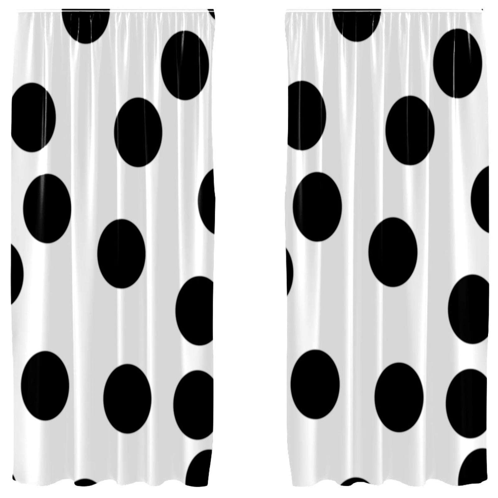 Rideaux occultants en microfibre à pois noirs pour créer un cocon dans le salon