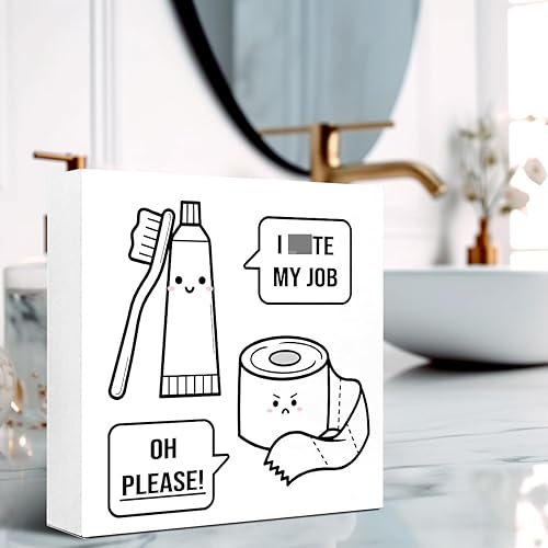 Miniatura 5 de Divertidos letreros de madera para baño, con texto en inglés My Job Oh Please My Job Oh Pleas, letrero de madera para baño, estante de baño, baño,