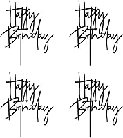 Vista 13 de Decoración de pastel de feliz cumpleaños DIY acrílico negro