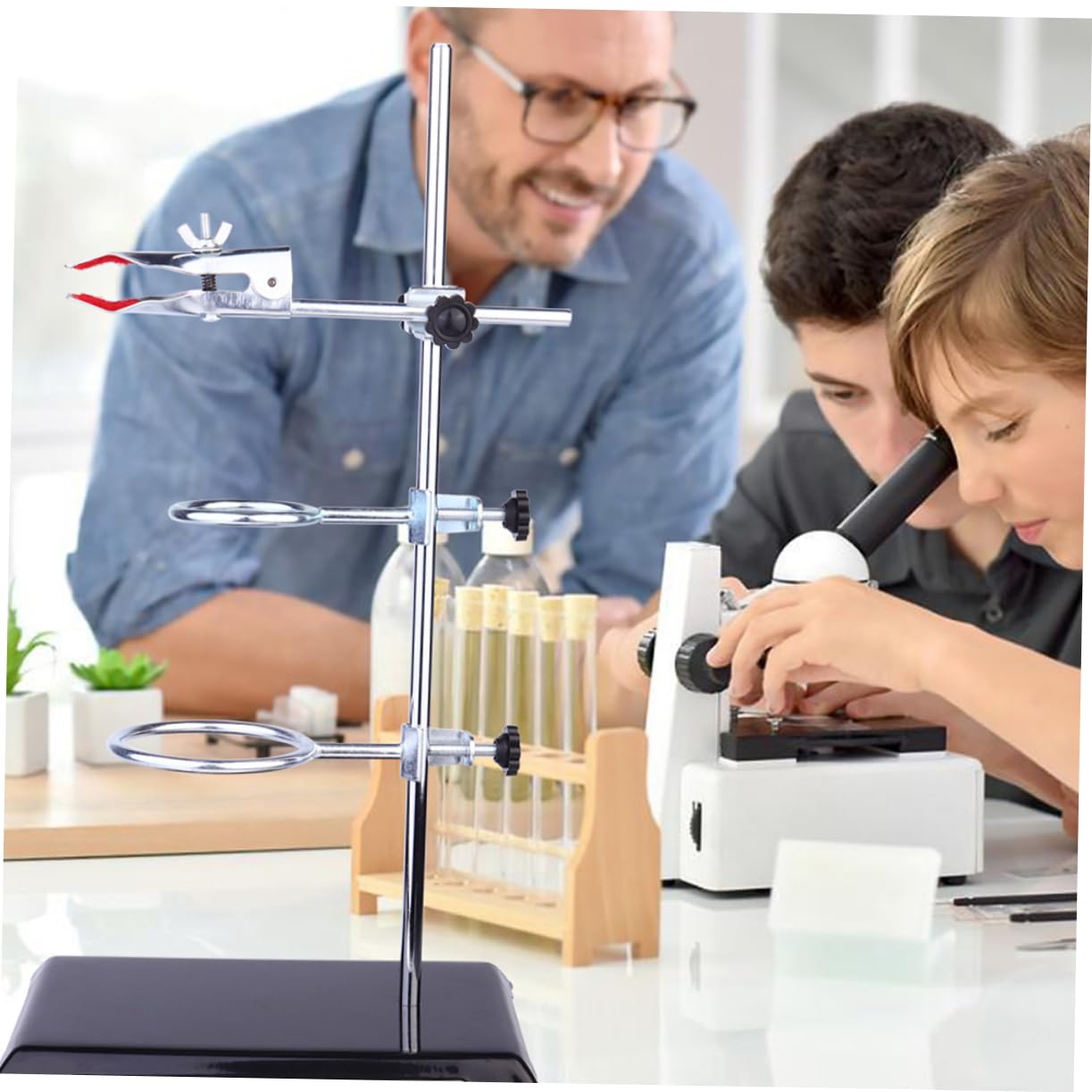MAGICLULU Marco de Hierro de Laboratorio Soporte de Material Metálico Abrazadera para Matraces Soporte para Embudo Abrazadera de Anillo para Experimentos Químicos