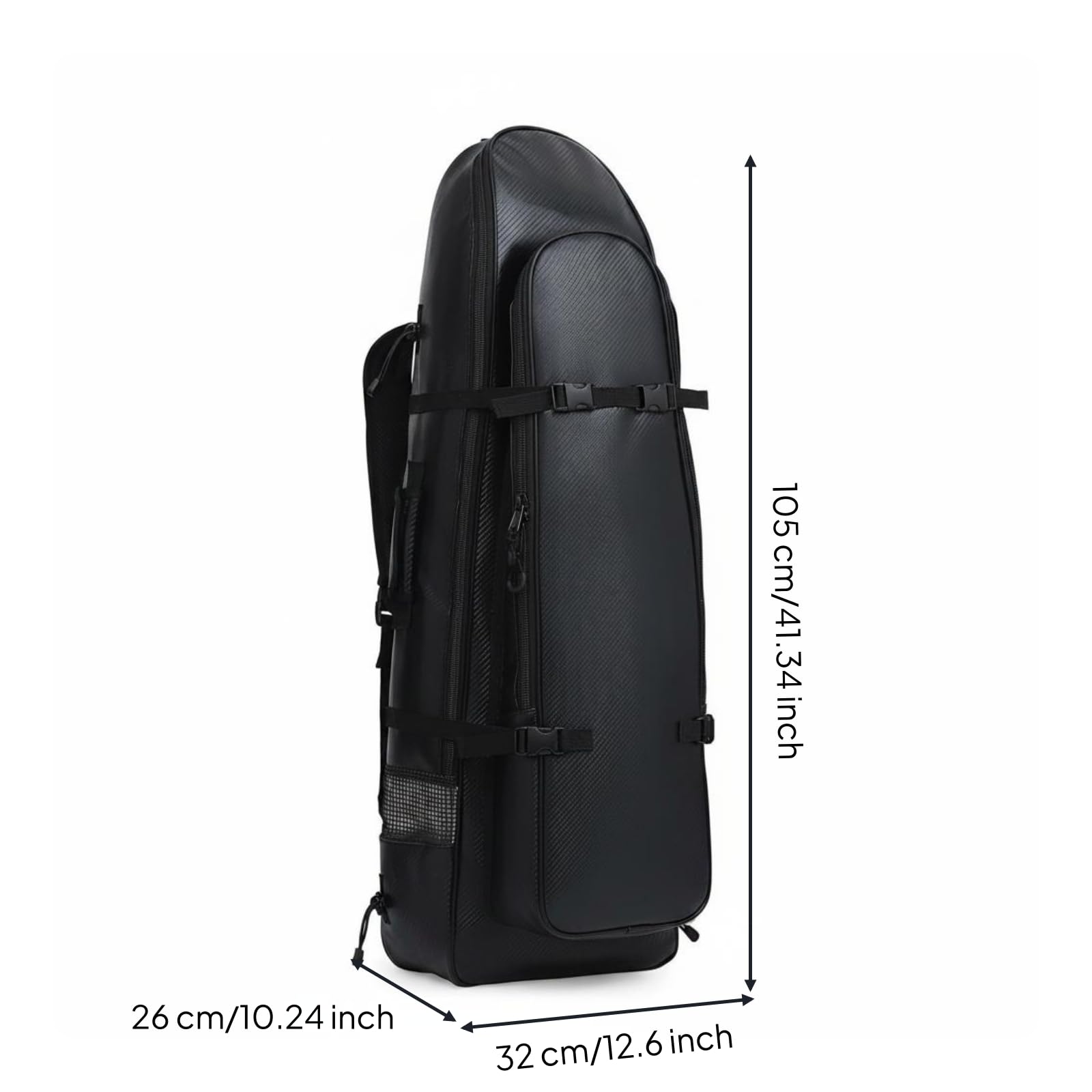 Milageto Zaino Porta Subacquee Borsa Trasporto Custodia Attrezzatura Organizzazione Accessori Tasca Frontale in Pelle PU Adatta per Immersioni Pesca Subacquea, Nero, Nero, 80 Litri