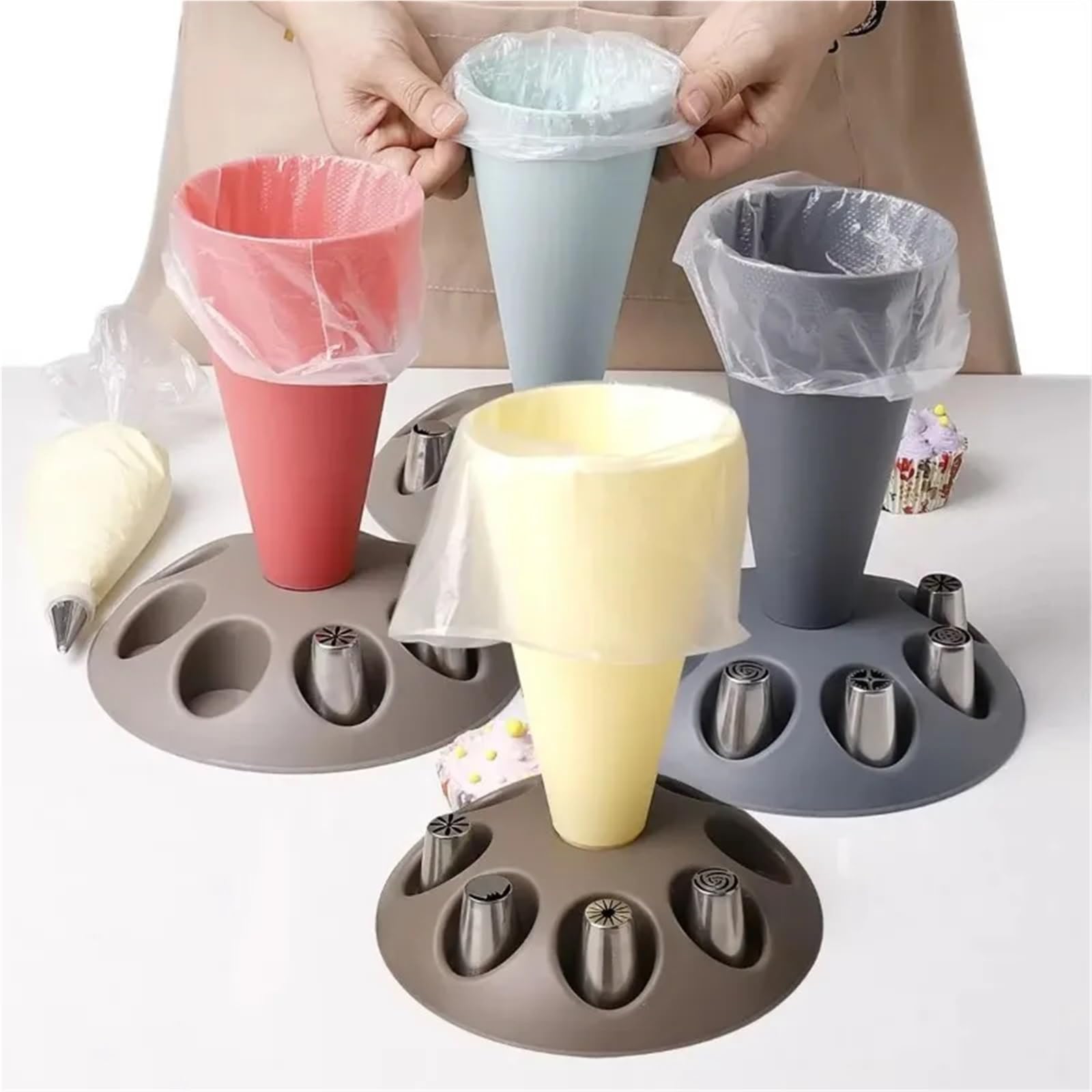 Manga Pastelera Soporte for Manga pastelera, Organizador Auxiliar, Soporte for Boquilla, Utensilios de repostería for práctica.(Gray M Piping Bag)