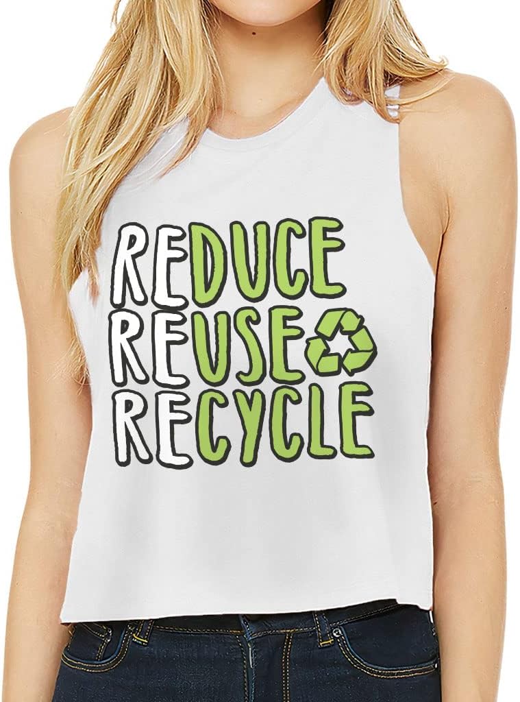 Reduce Reuse Recycle Racerback Cropped Tank - Word Print Women's Tank - Art Tank Top