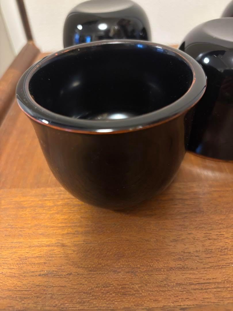 輪島塗 漆器 椀 5個セット 黒 木箱付き 蕎麦猪口サイズ