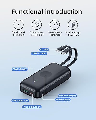 Miniatura 6 de Cargador portátil para Apple Watch, mini banco de energía de 10000 mAh para iWatch, cargador de teléfono de carga rápida con cable integrado,