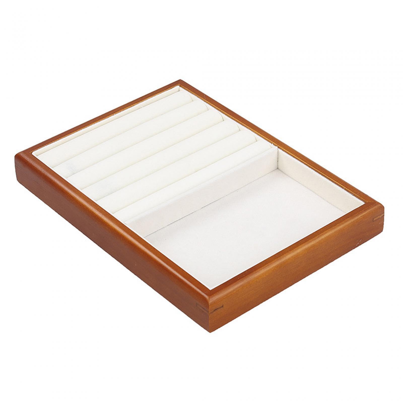 Twisaxc Women's Ring And Tray Wooden Jewelry Tray Earring Rings Display Organizer Safe Storage Of Necklaces Bracelets Rings And Studs Jewelry Organizer Storage Case Girls,