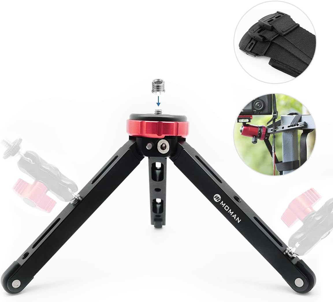 Tabletop Tripod for DSLR Camera, with 1/4 and 3/8 Screw Mount and Function Leg Design, Max Payload of 176 Lb CNC Aluminum, Moman Minipod for Zhiyun Smooth 4, DJI Osmo 2 Mobile : Electronics